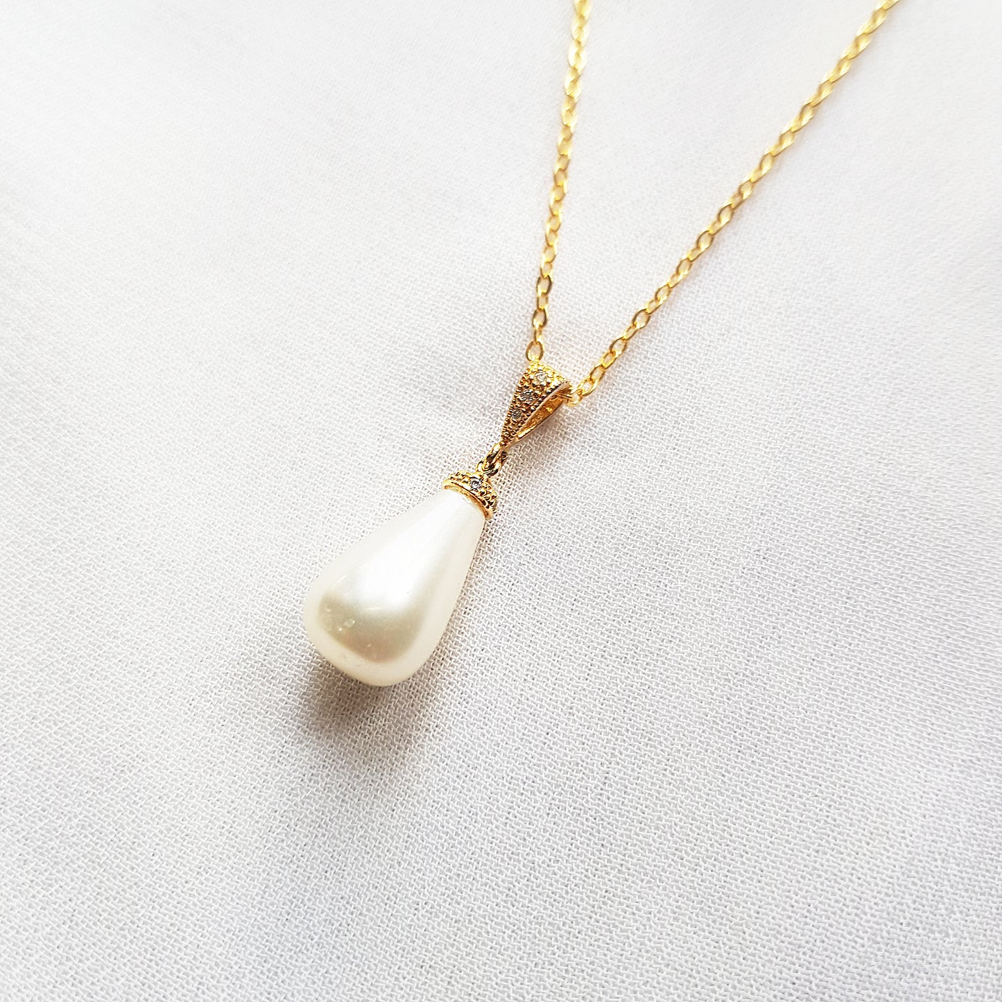 pearl teardrop earrings and necklace set, pearl drop earrings gold, silver, rose gold