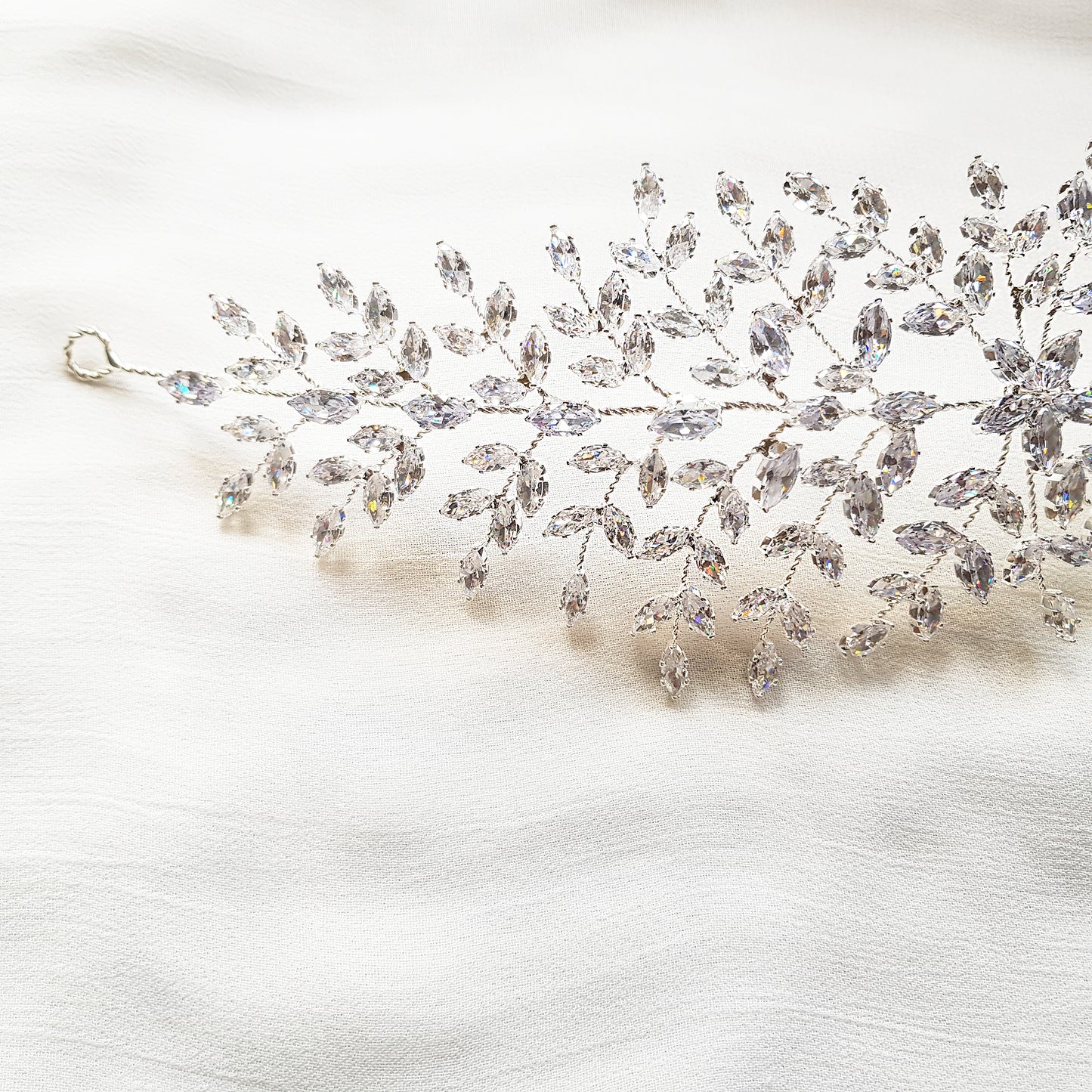 Crystal bridal headband, silver wedding headbands