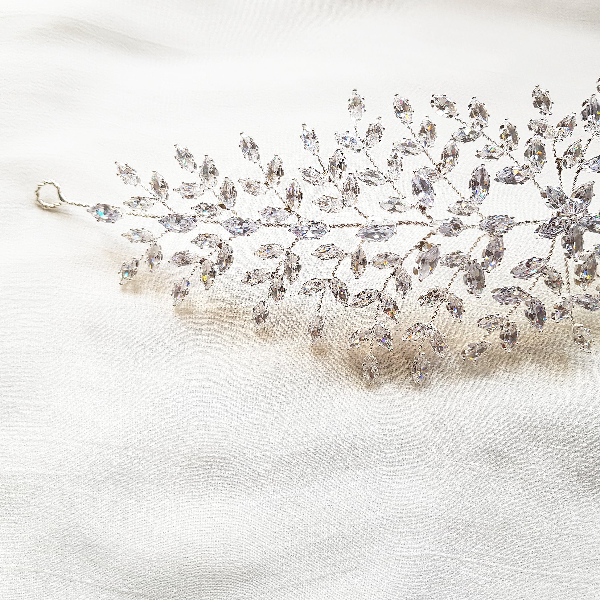 Crystal bridal headband, silver wedding headbands