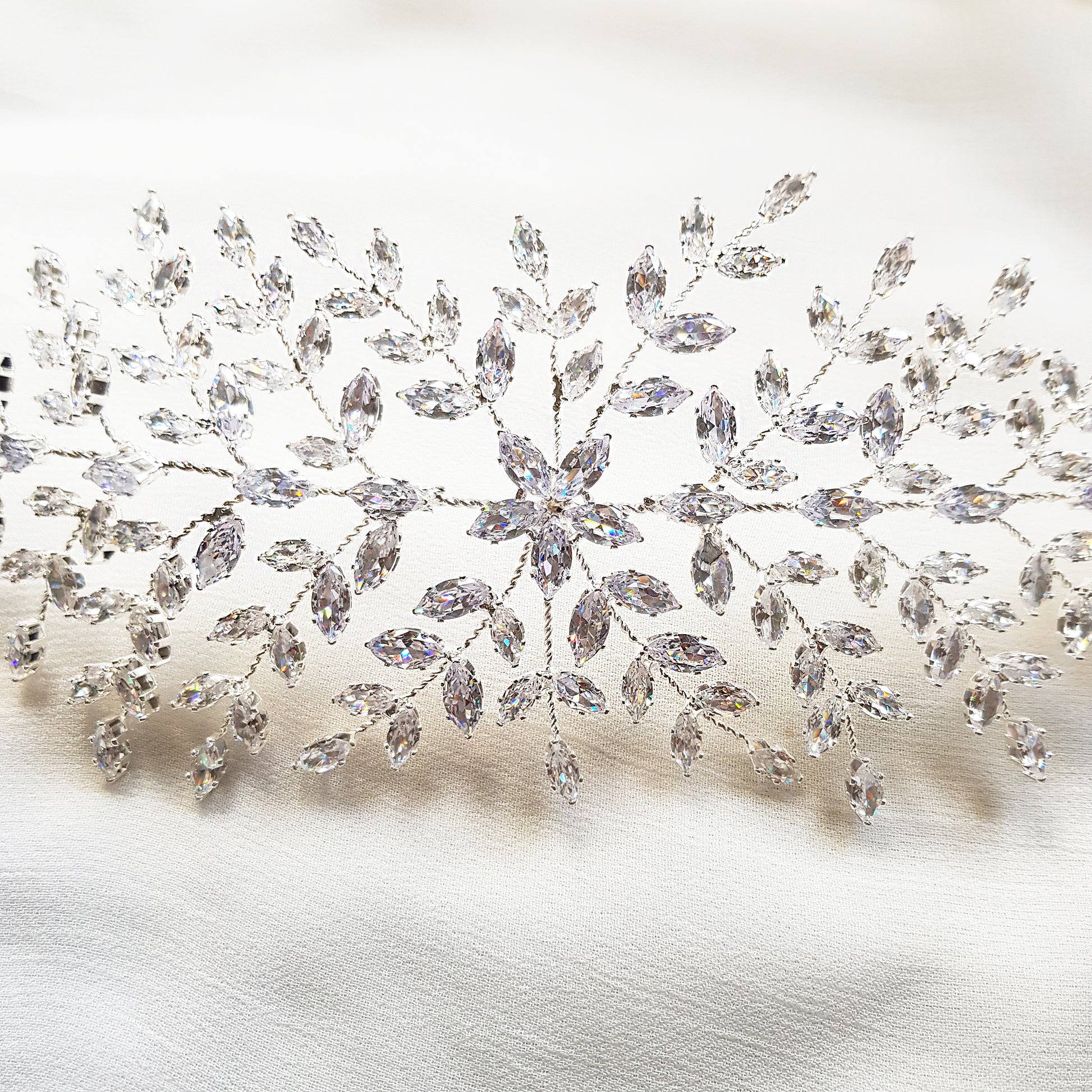 Crystal bridal headband, silver wedding headbands