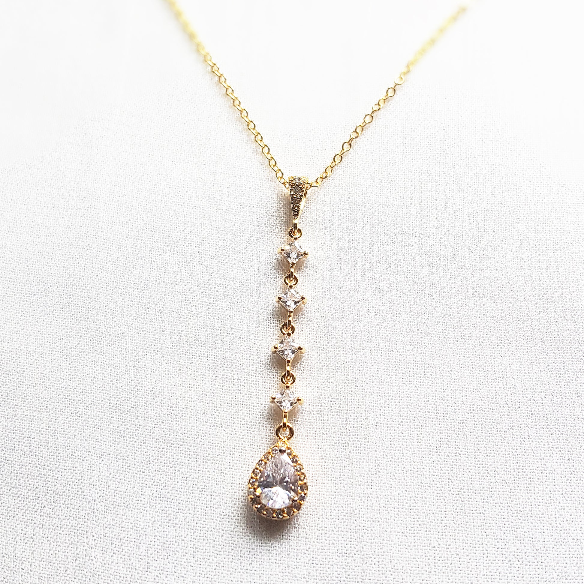 Bridal lariat necklace, bridal y necklace in gold, silver, rose gold