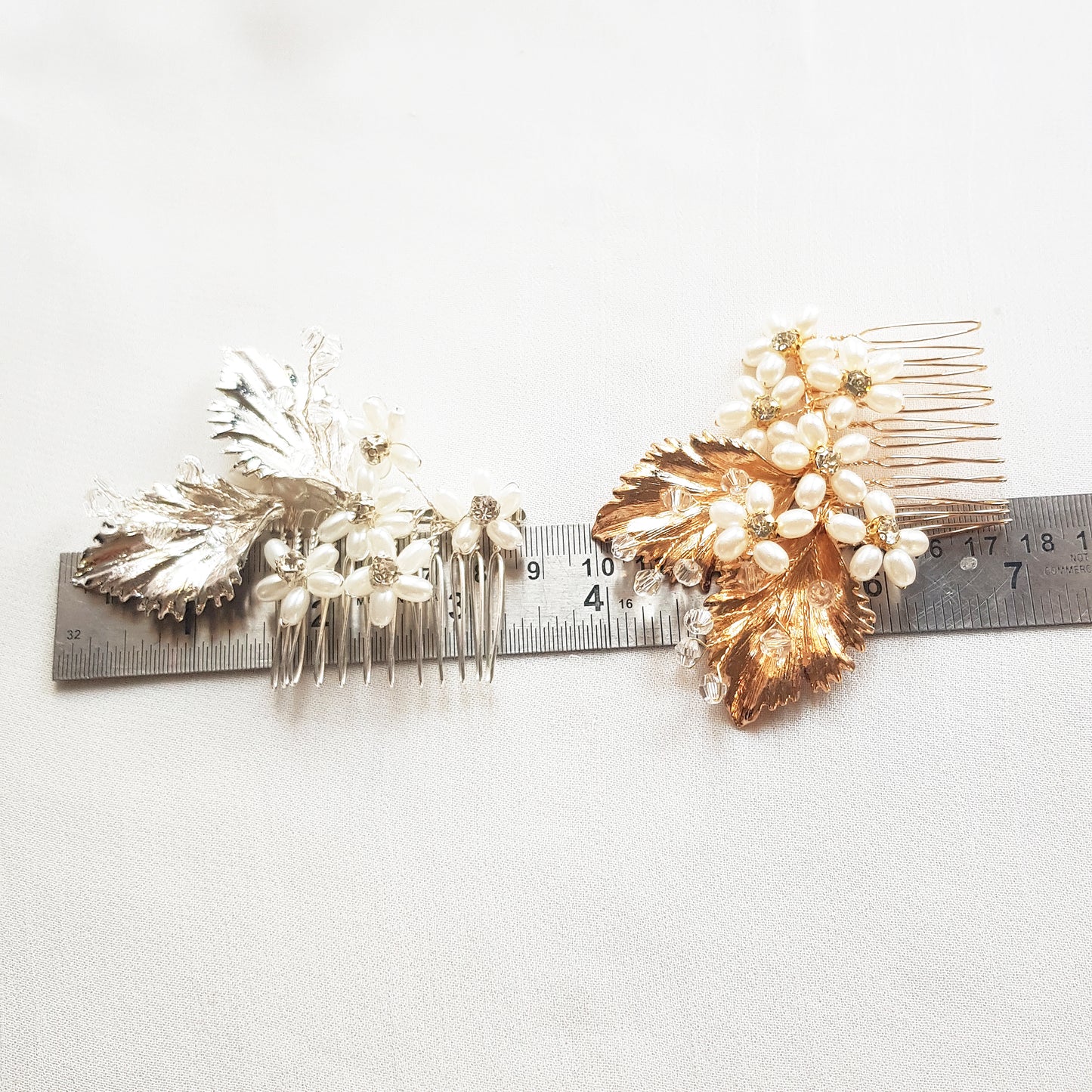 Leaf and pearl bridal hair comb, floral pearl hair accessories