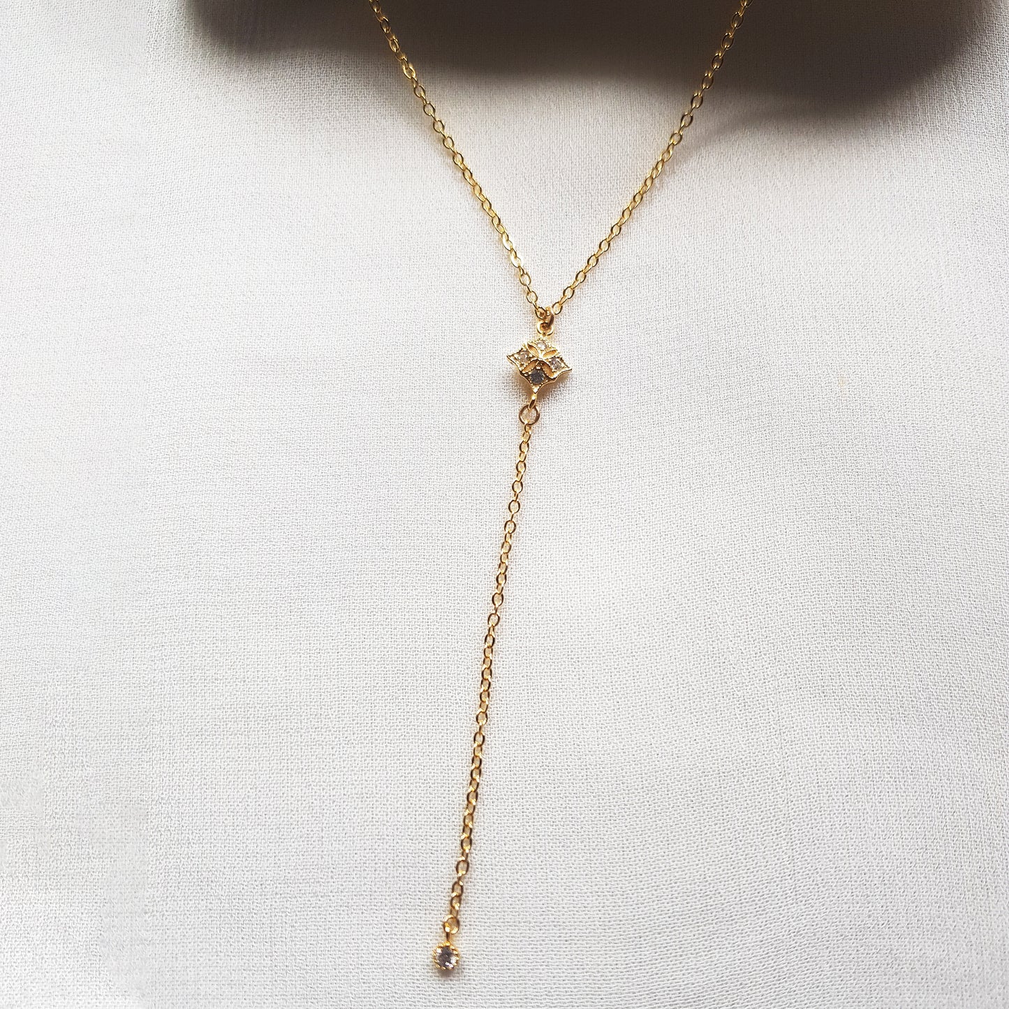 Dainty lariat necklace for weddings, y necklace in gold, silver