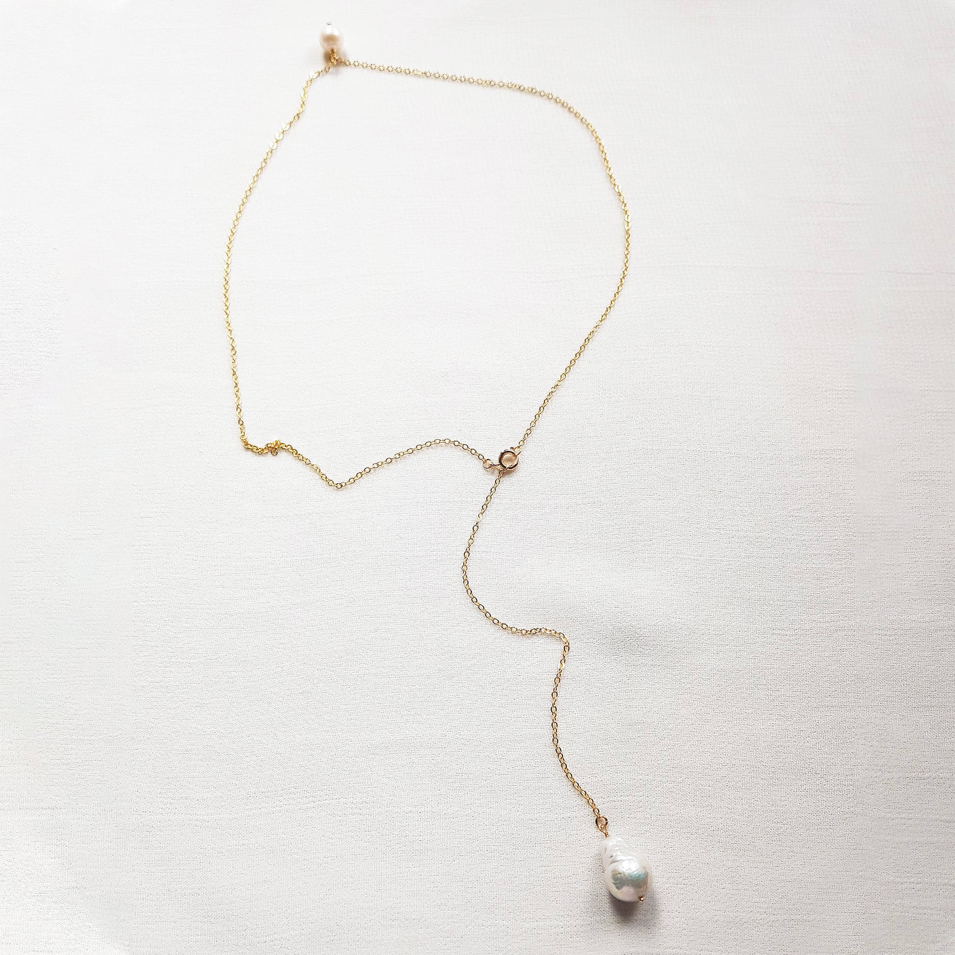 Baroque pearl back necklace wedding, natural pearl backdrop necklace