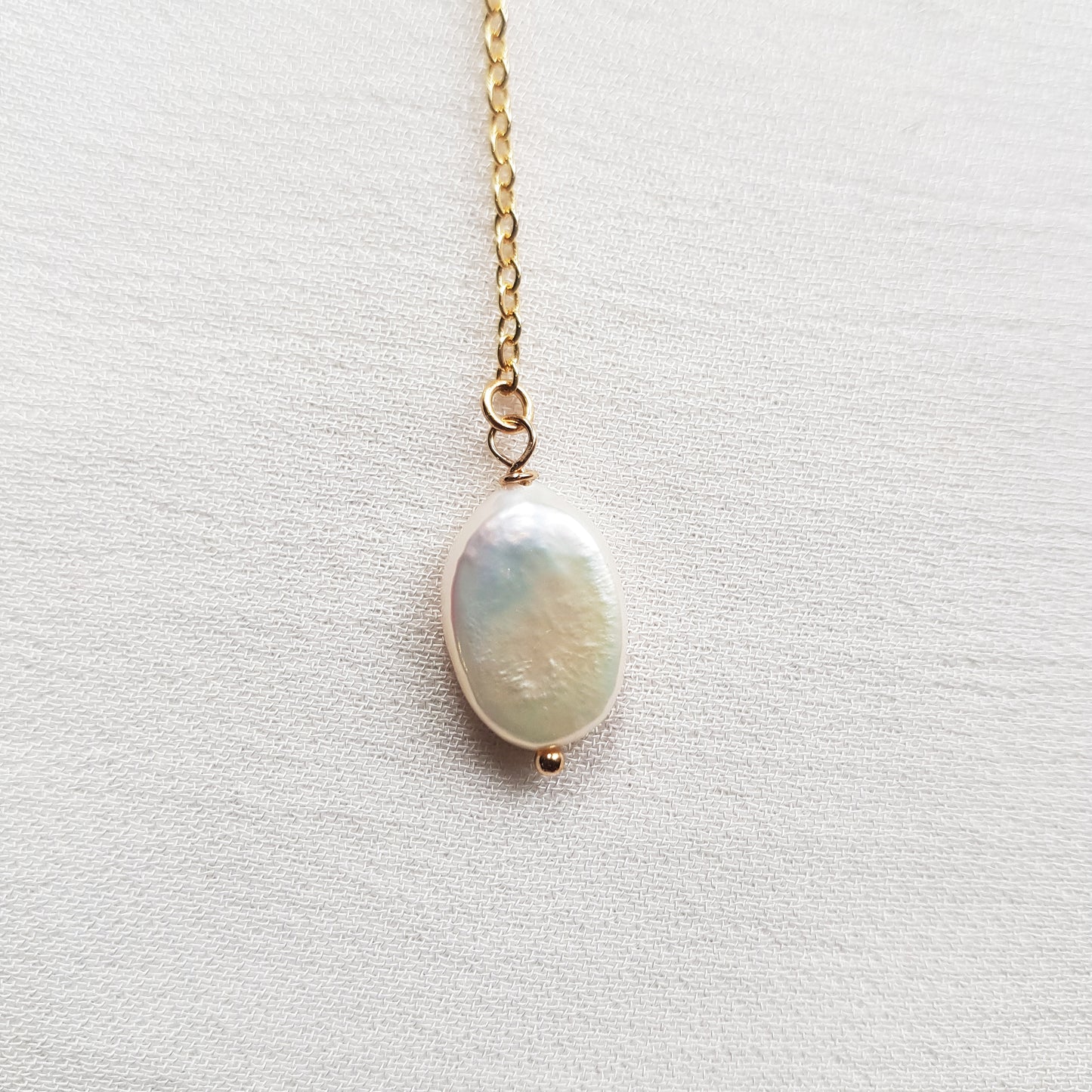 Oval pearl y necklace, baroque pearl lariat necklace