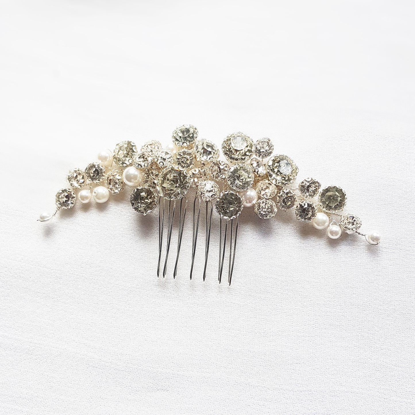 Bridal hair comb crystal in silver and gold