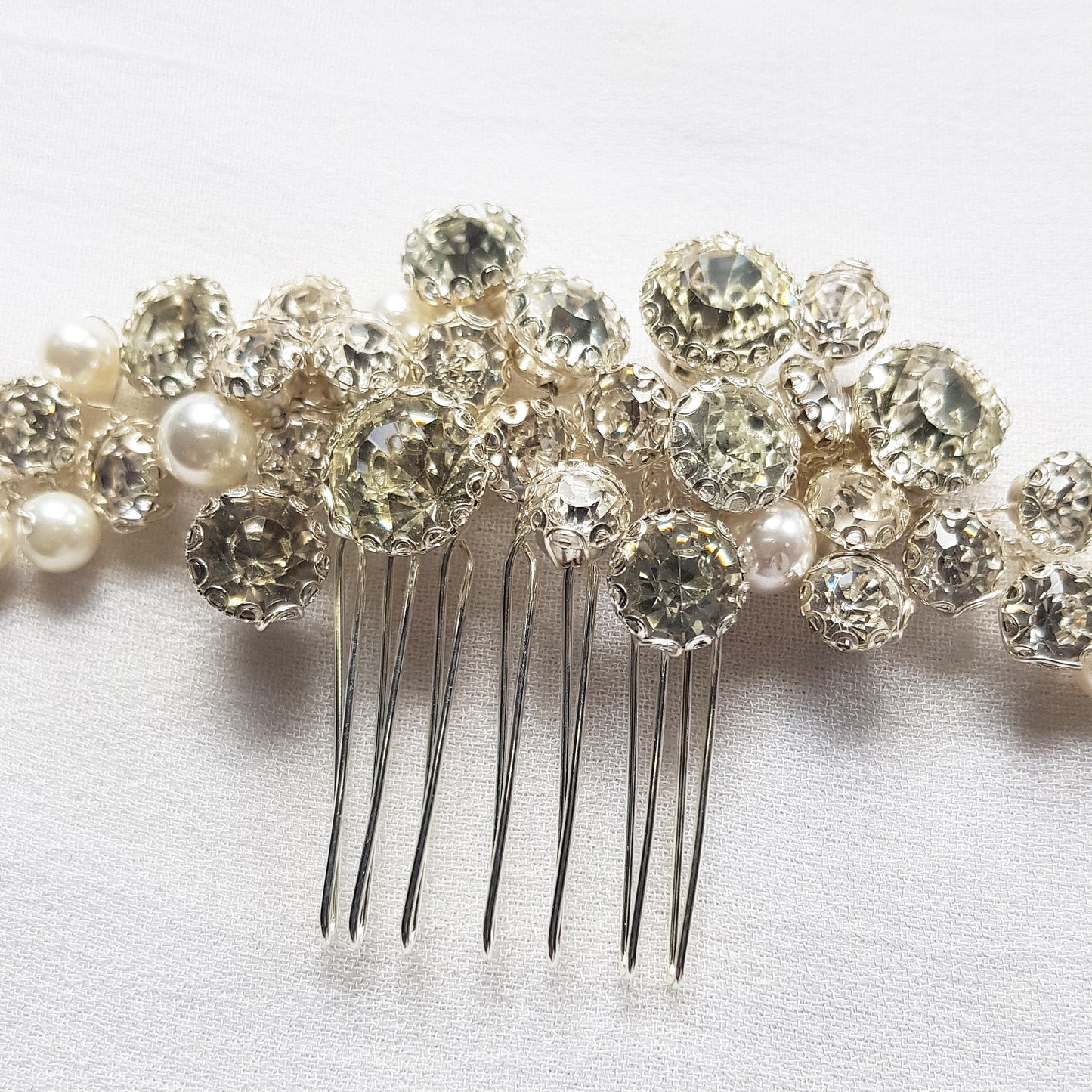 Bridal hair comb crystal in silver and gold