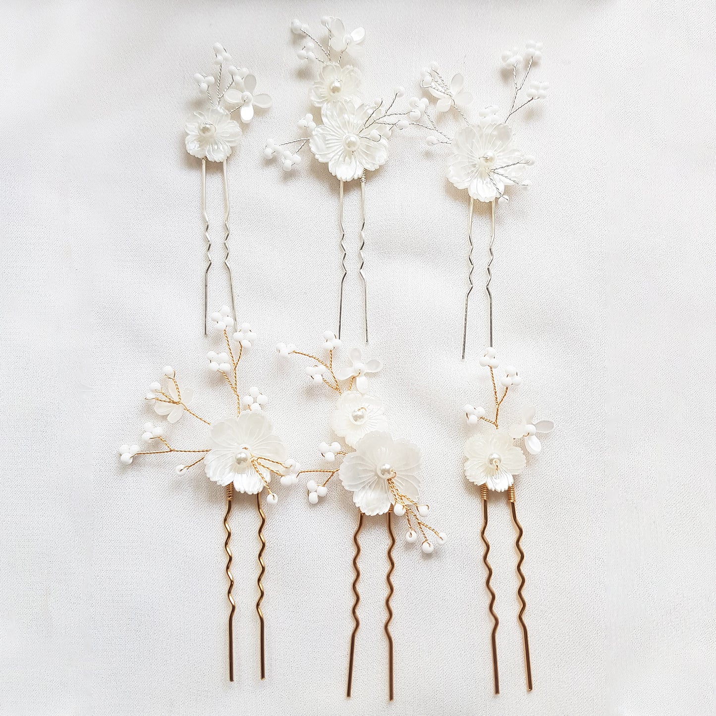 Floral hair pins, flower hair accessories for wedding set of 3