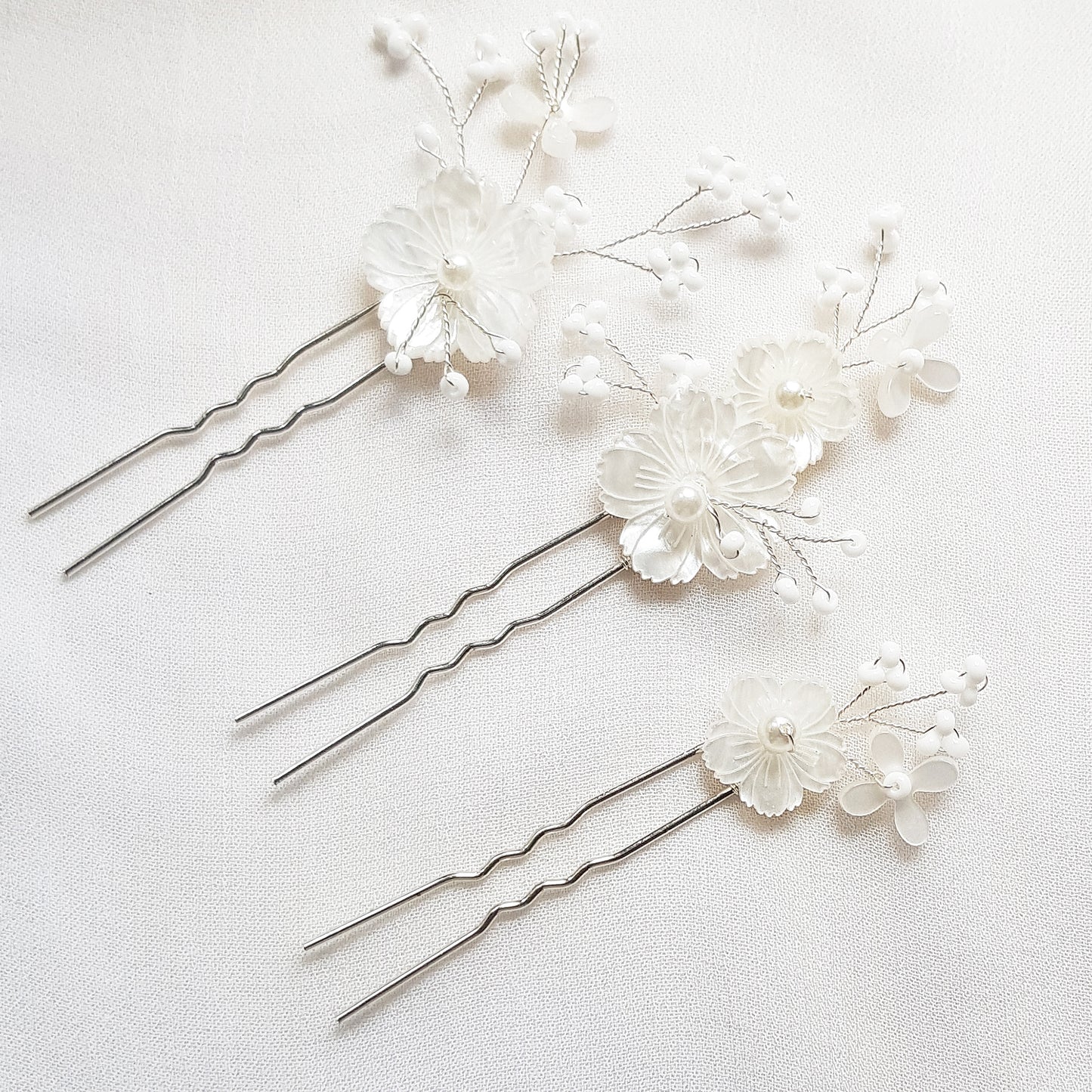 Floral hair pins, flower hair accessories for wedding set of 3