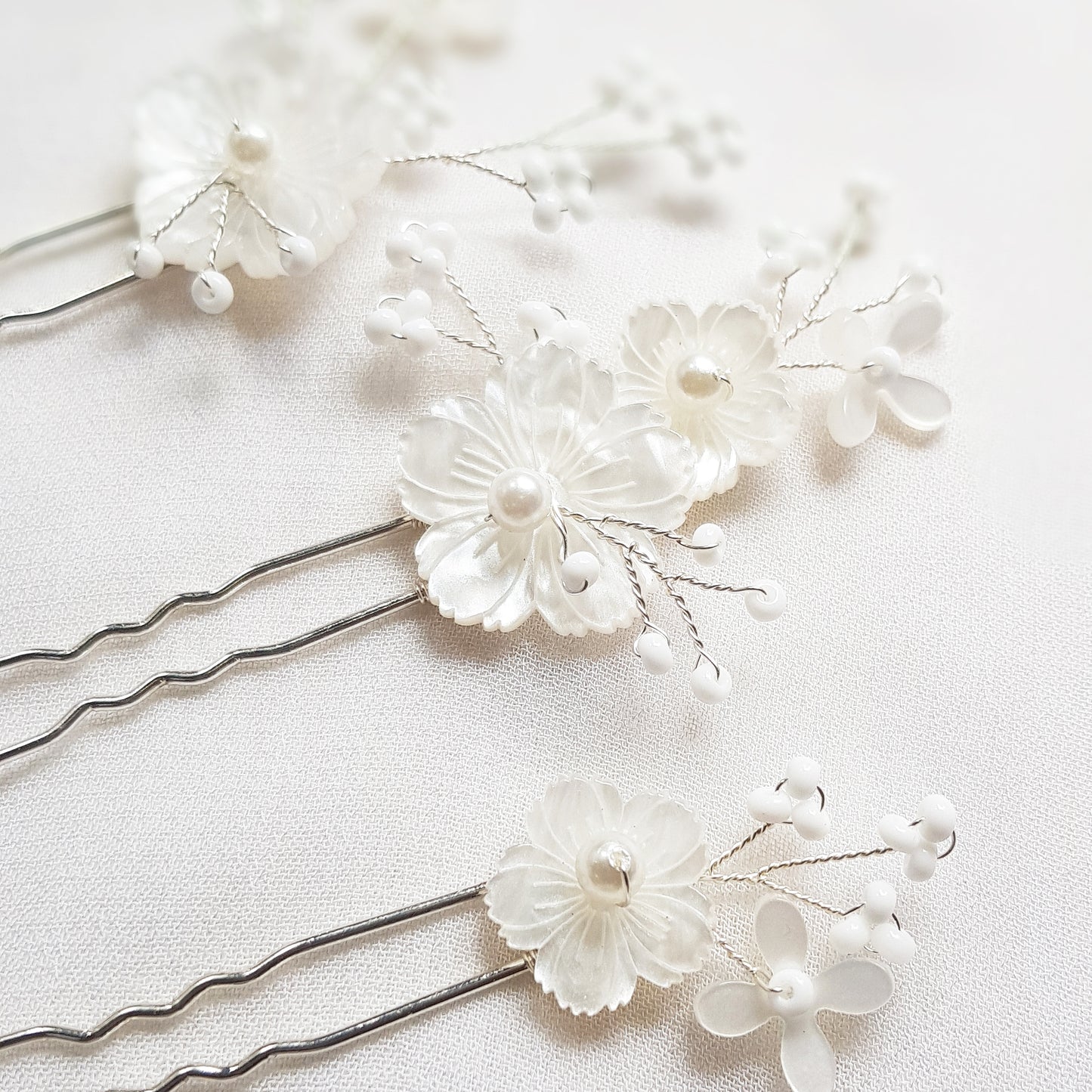 Floral hair pins, flower hair accessories for wedding set of 3