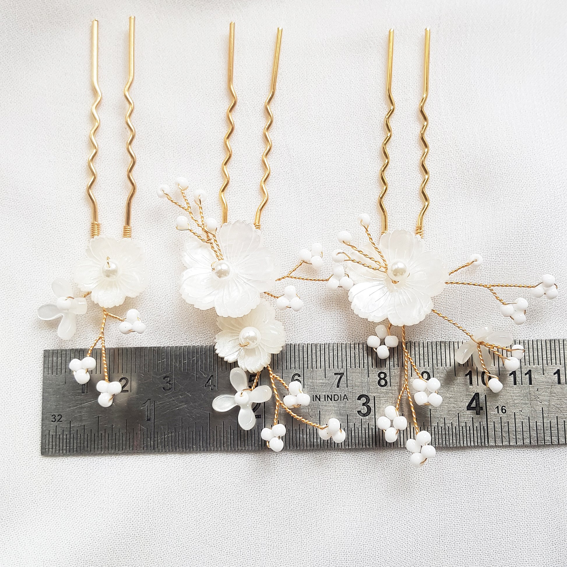 Floral hair pins, flower hair accessories for wedding set of 3