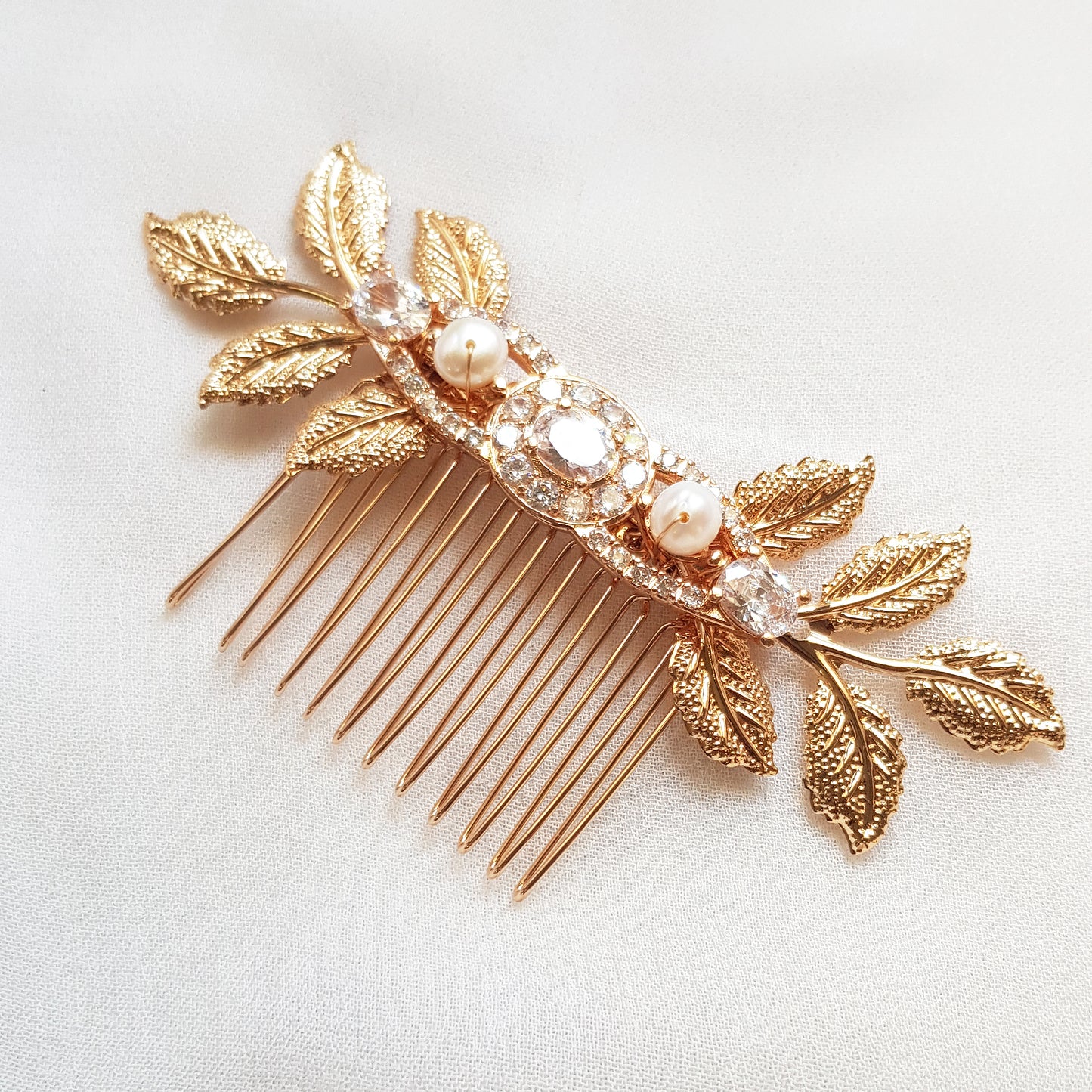 Pearl and crystal bridal hair comb gold, art deco bridal hair accessories