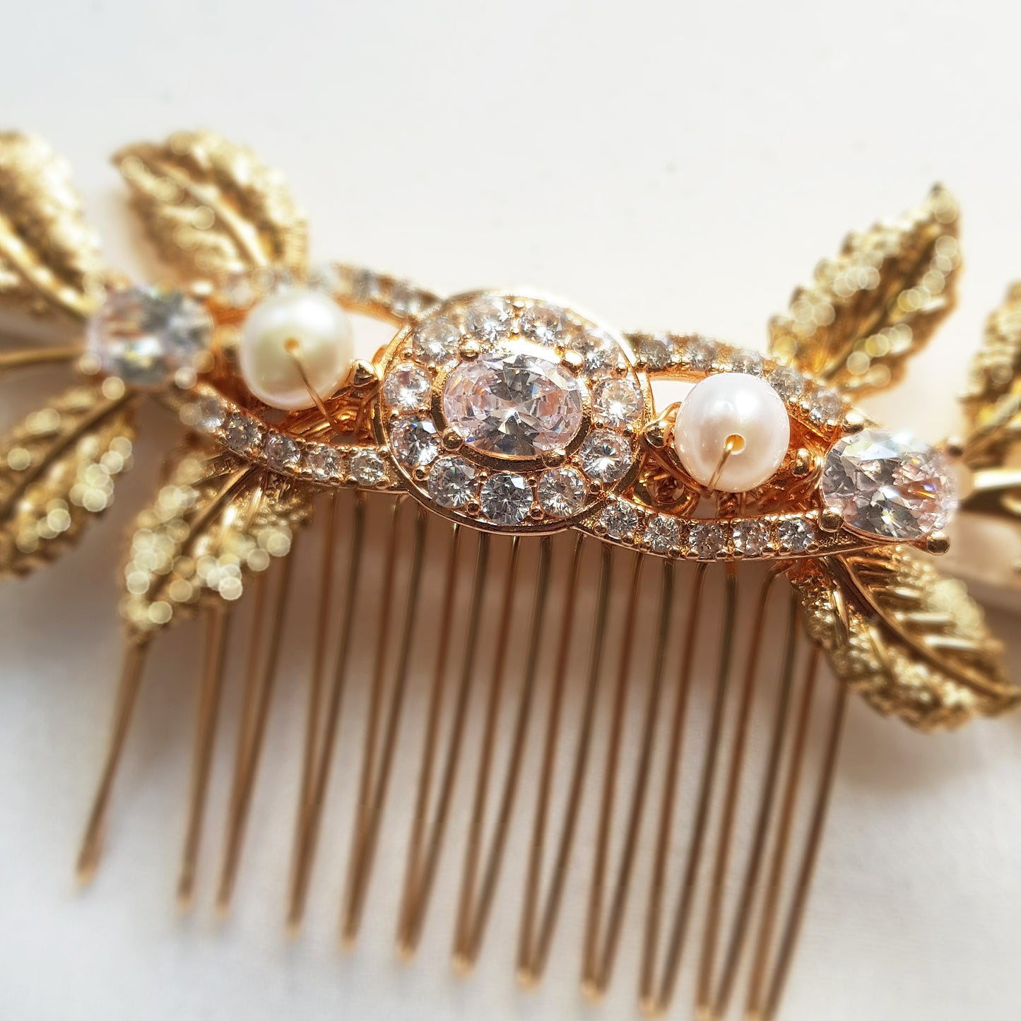 Pearl and crystal bridal hair comb gold, art deco bridal hair accessories