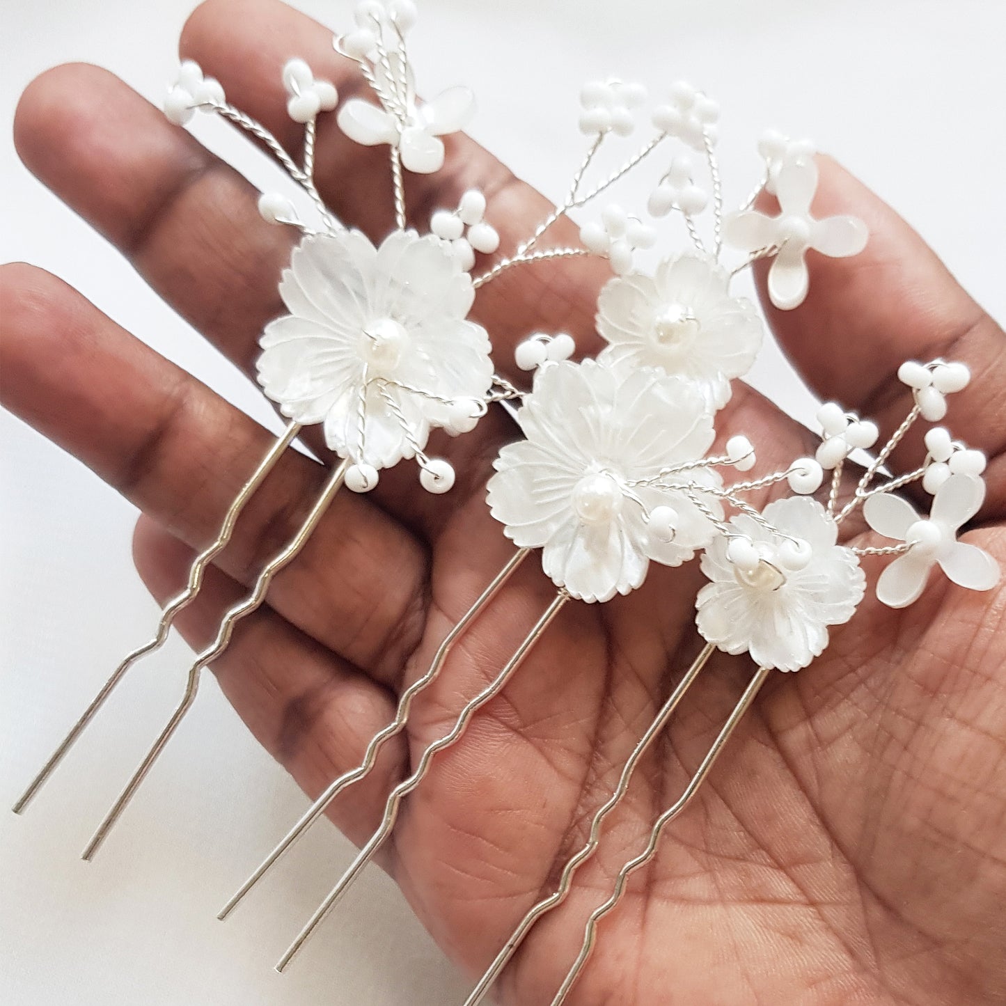 Floral hair pins, flower hair accessories for wedding set of 3