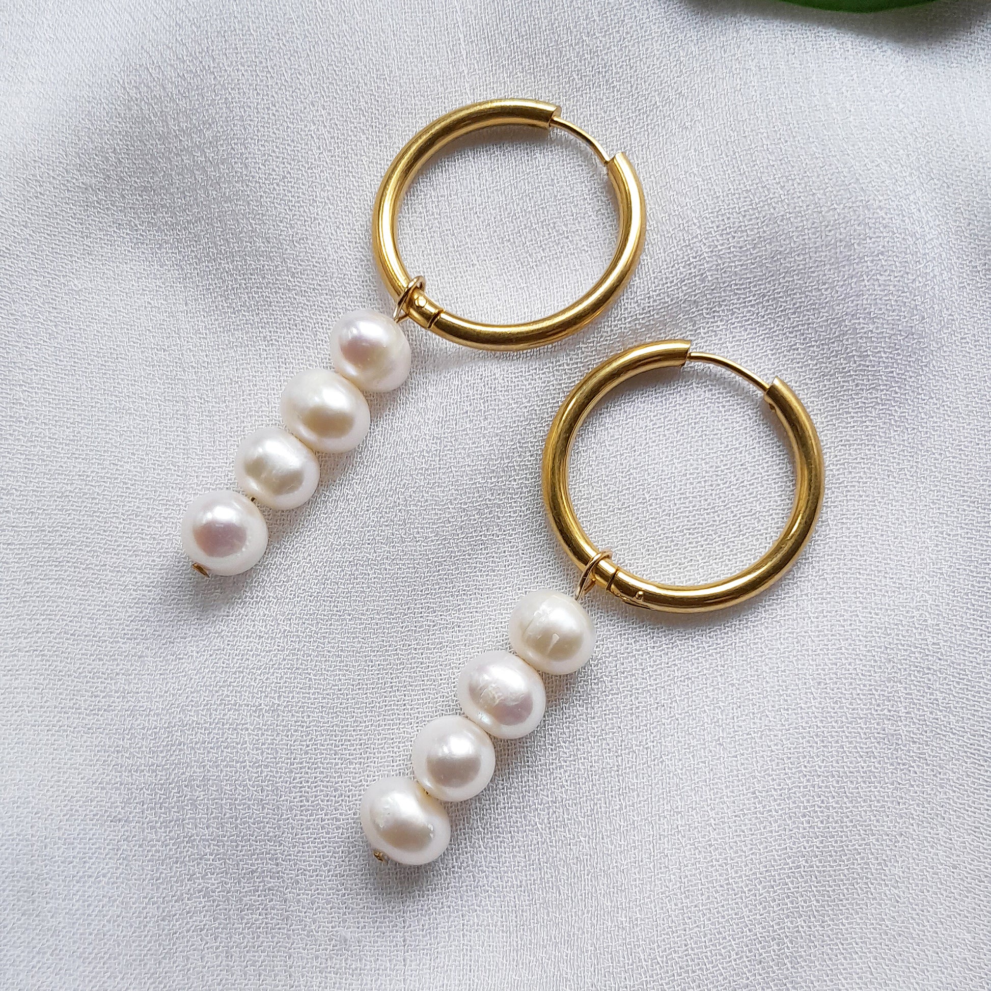 large hoop earrings with pearl drops