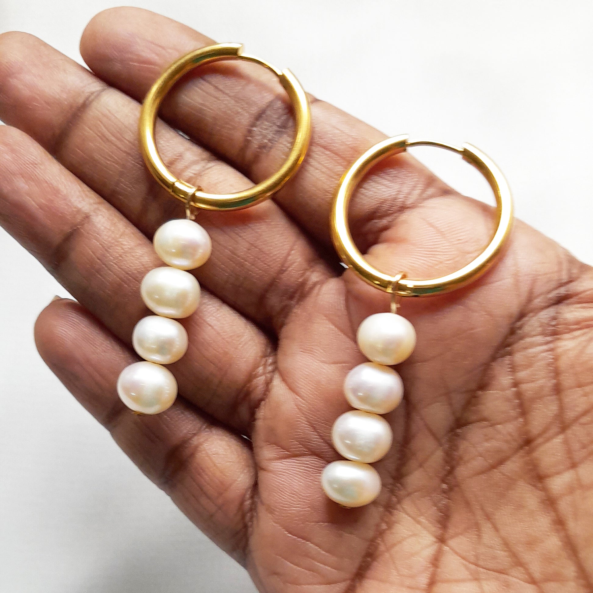 large hoop earrings with pearl drops