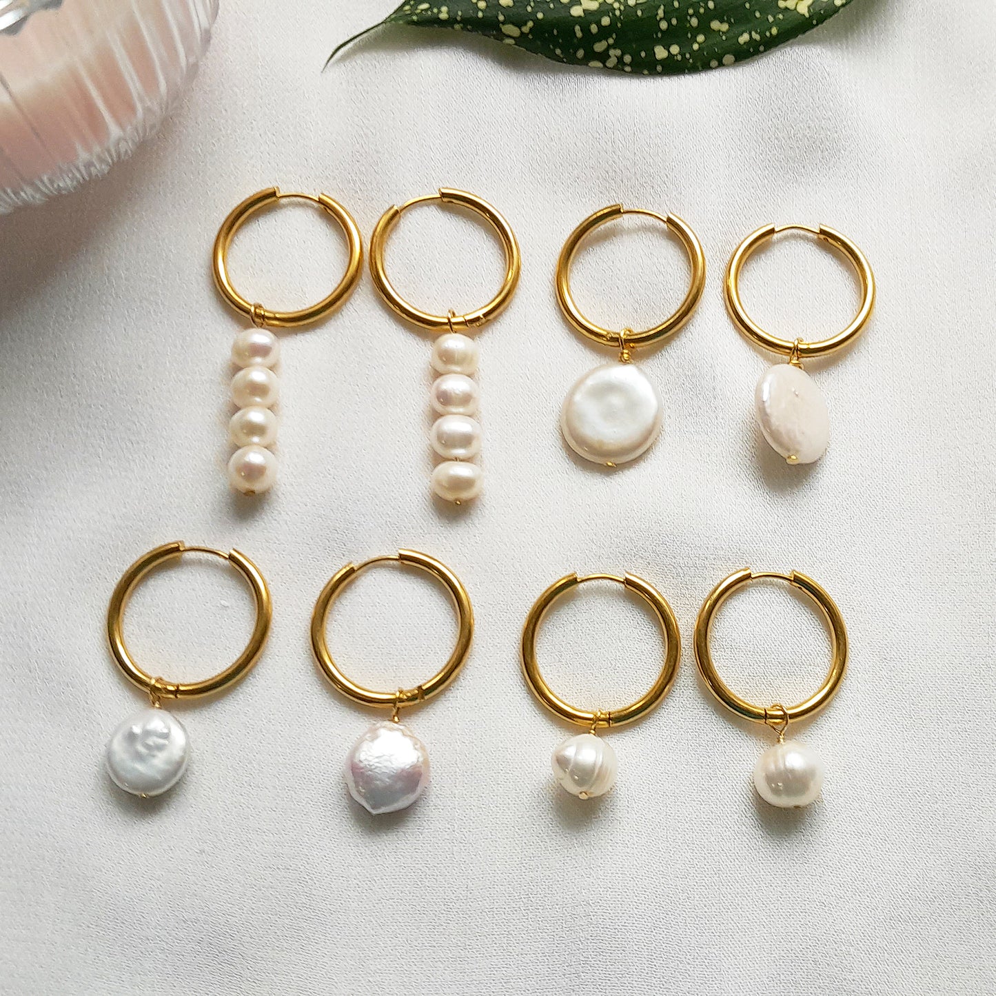 large hoop earrings with pearl drops