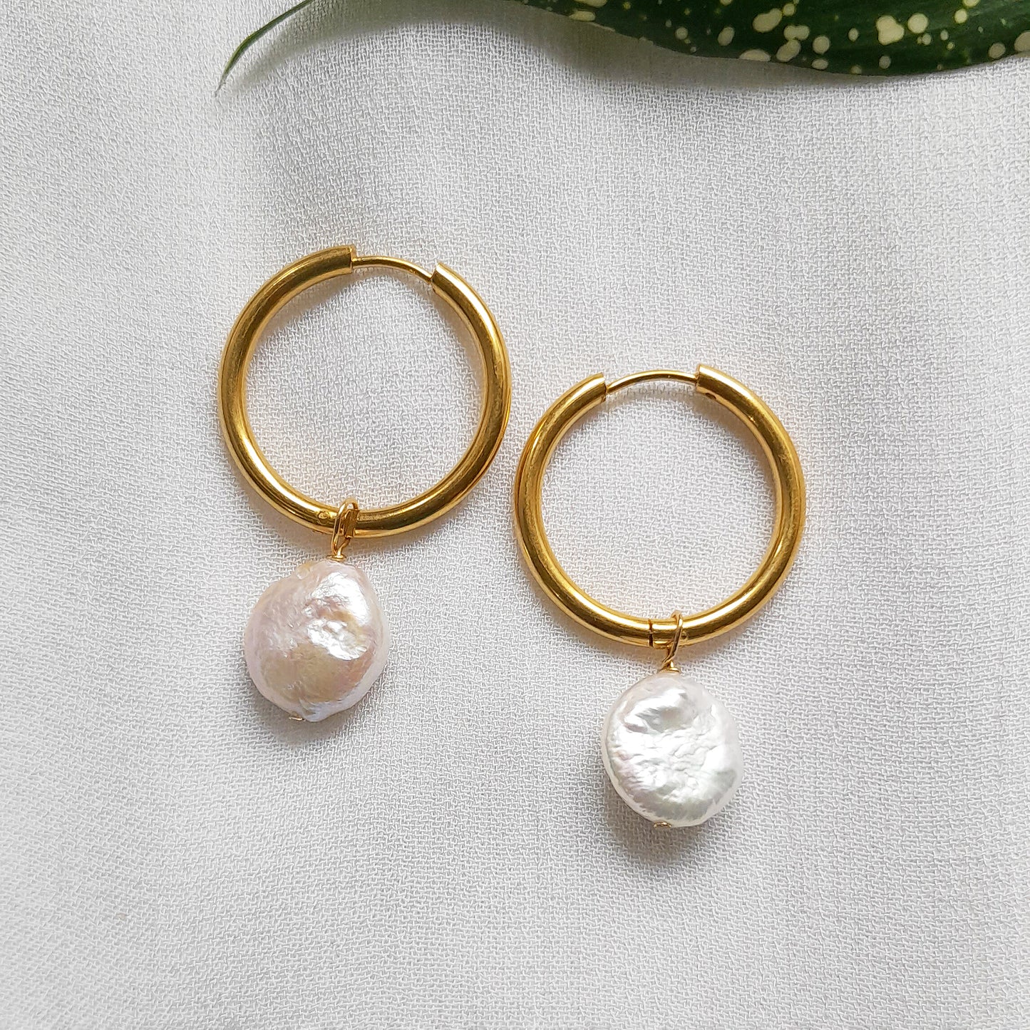 large hoop earrings with pearl drops