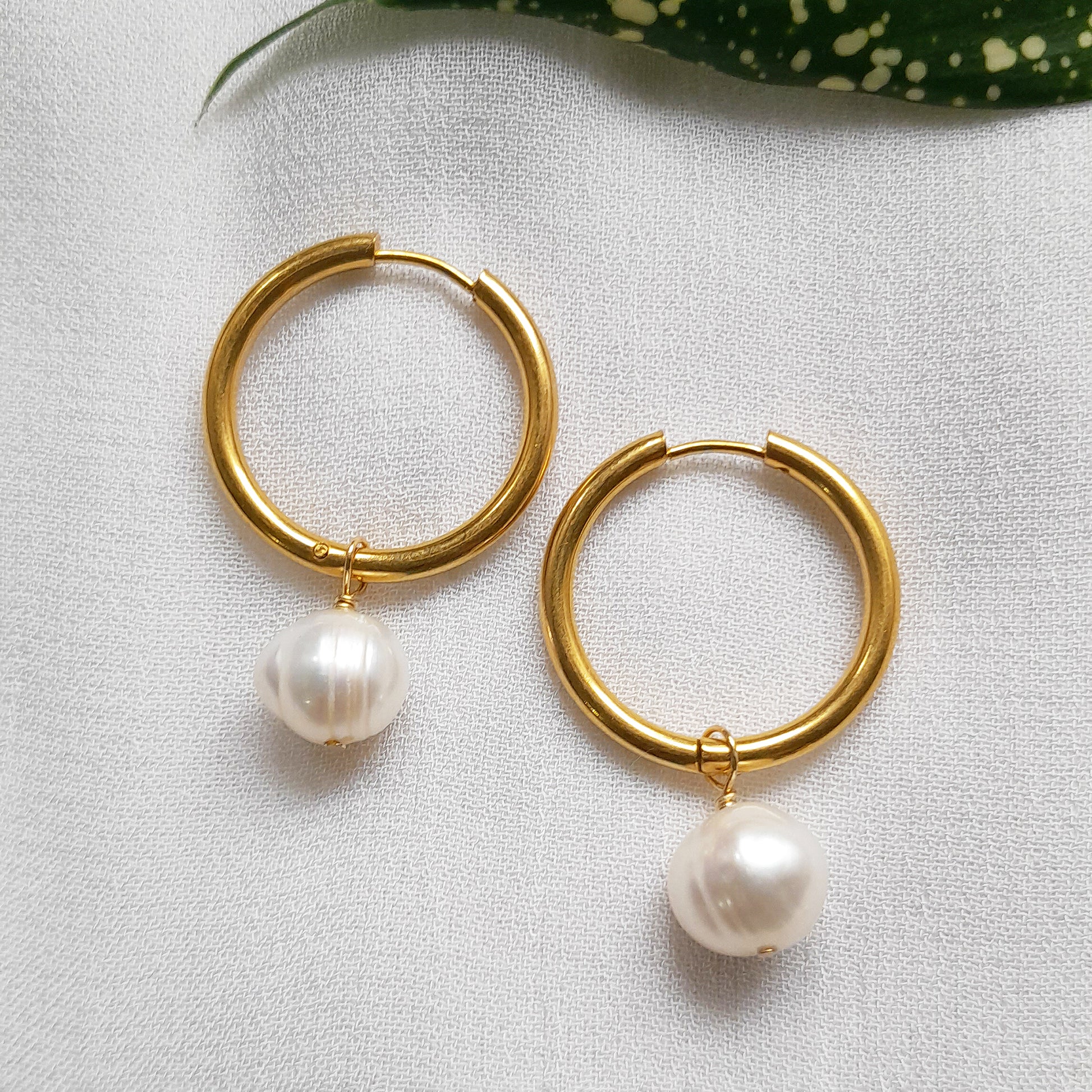 large hoop earrings with pearl drops