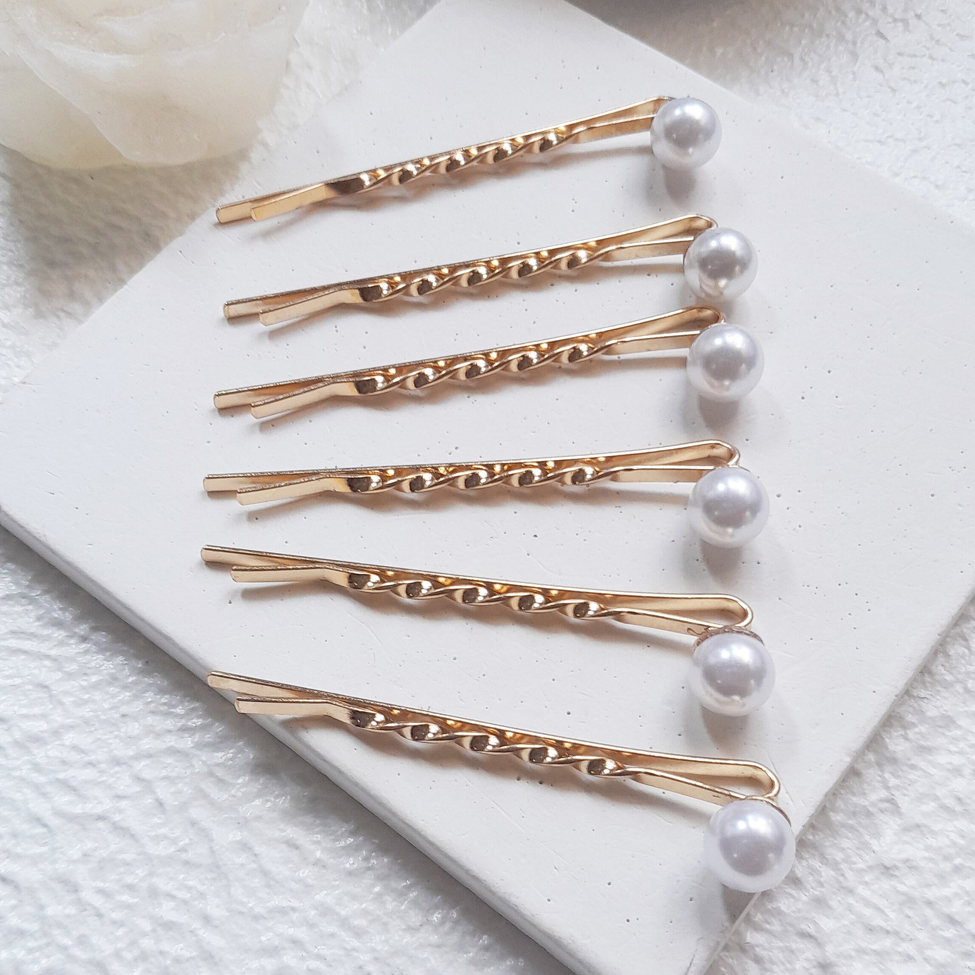 Gold Pearl Bobby Pins for Bridal Hair and Weddings