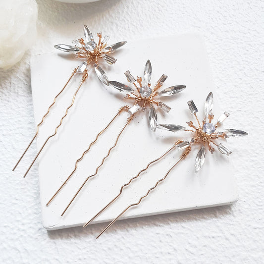 Gold Star wedding hair pin, Celestial starburst hair accessories