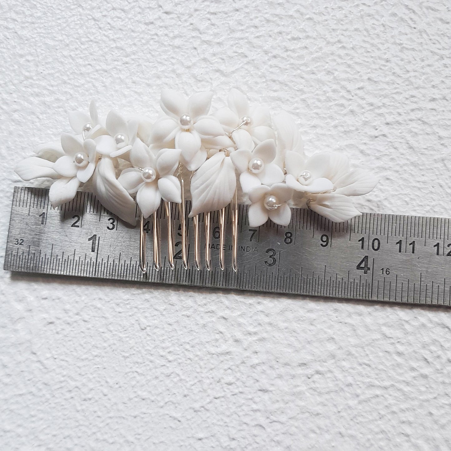 Floral Hair Comb, gold and silver : white floral bridal hair accessories 