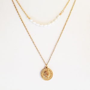 Dainty coin necklace gold