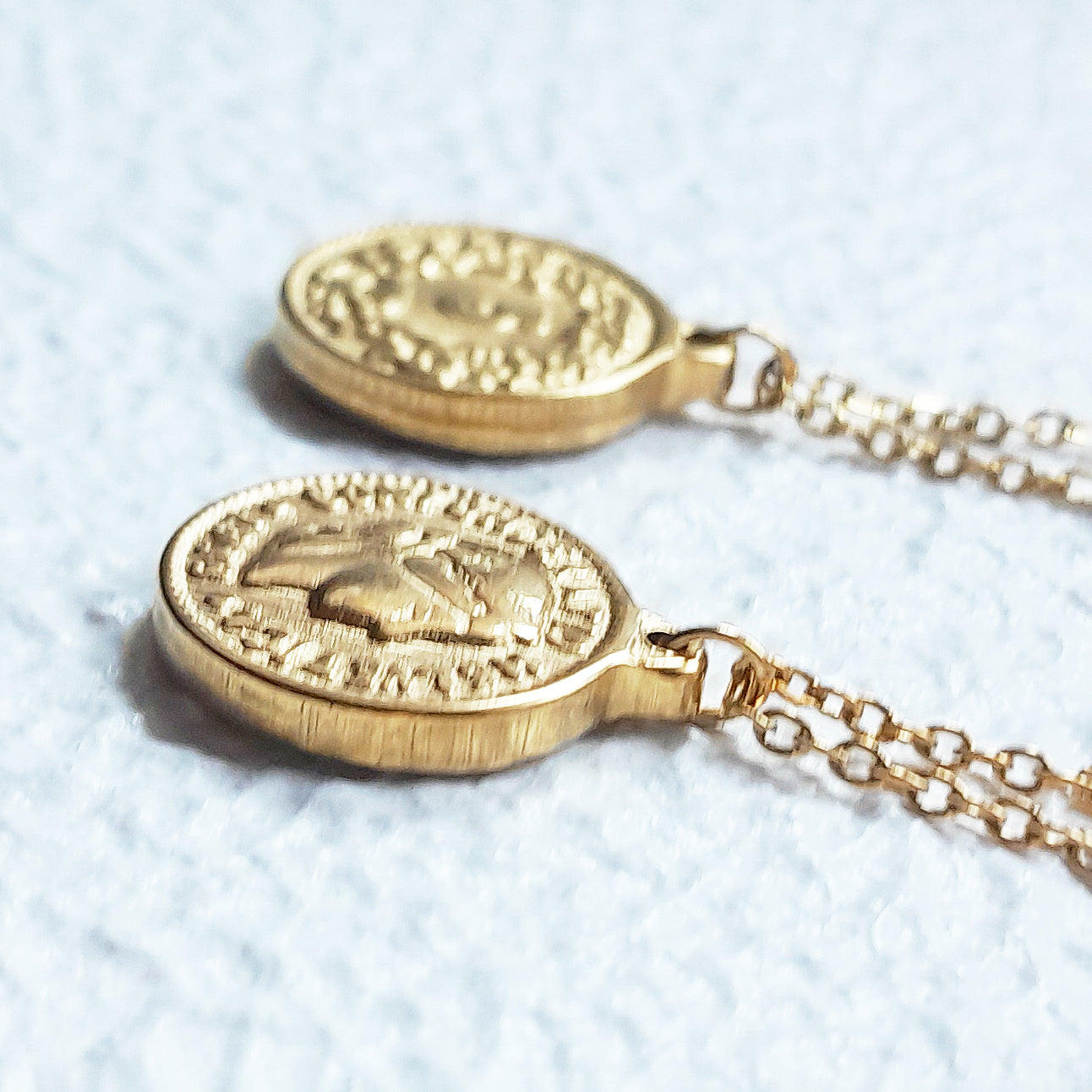 Dainty coin necklace gold