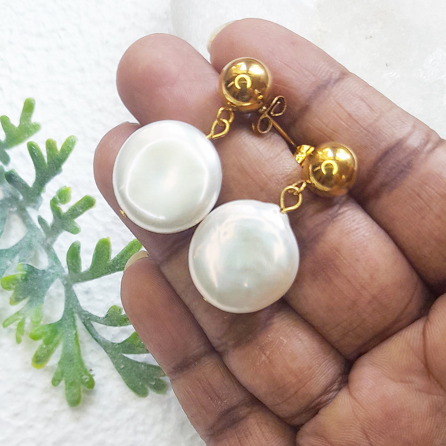 Large Coin Pearl Earrings - Perfect for Everyday Wear, Modern and  Boho Brides