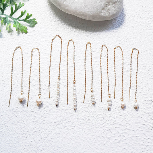Delicate Pearl Threader Earrings