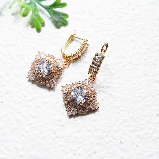 Art Deco Starburst Gold Bridal Jewelry Set