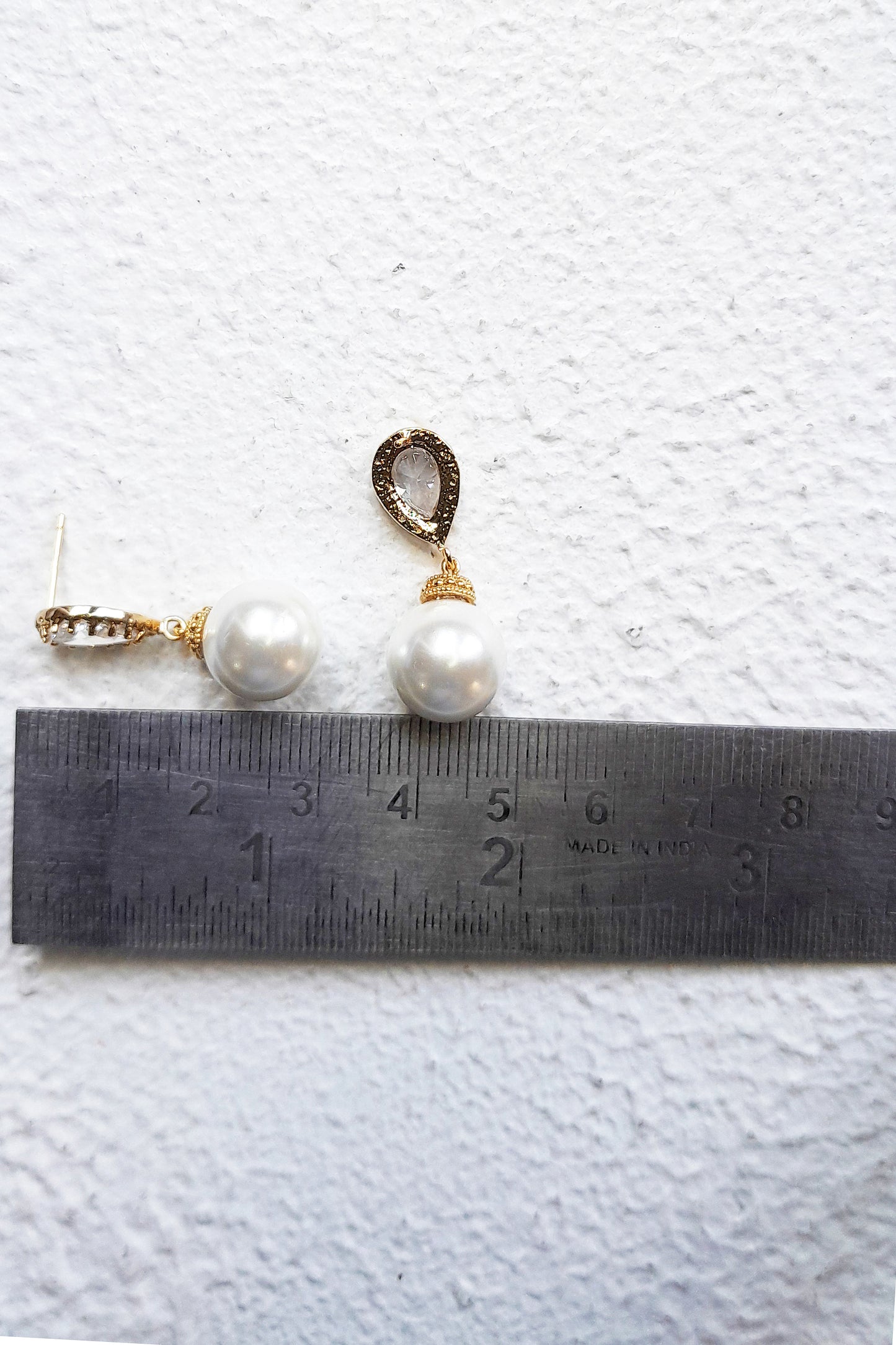 Pearl and Cubic Zirconia Drop Bridal earrings