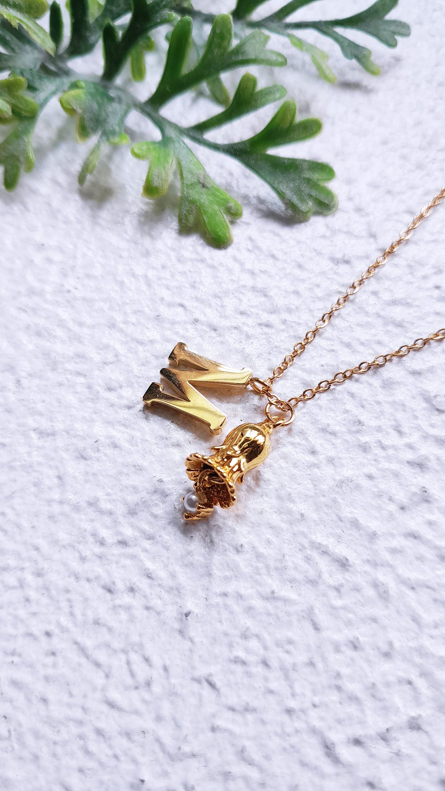 Personalized Birth Month Flower Necklace with Initial and Birthstone