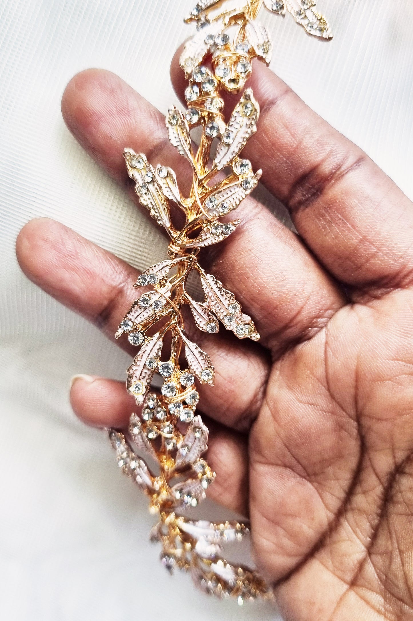 Gold Leaf Crystal Bridal Headband