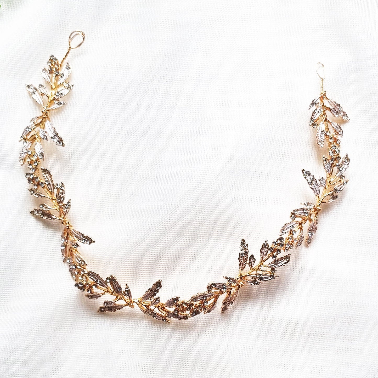 Gold Leaf Crystal Bridal Headband
