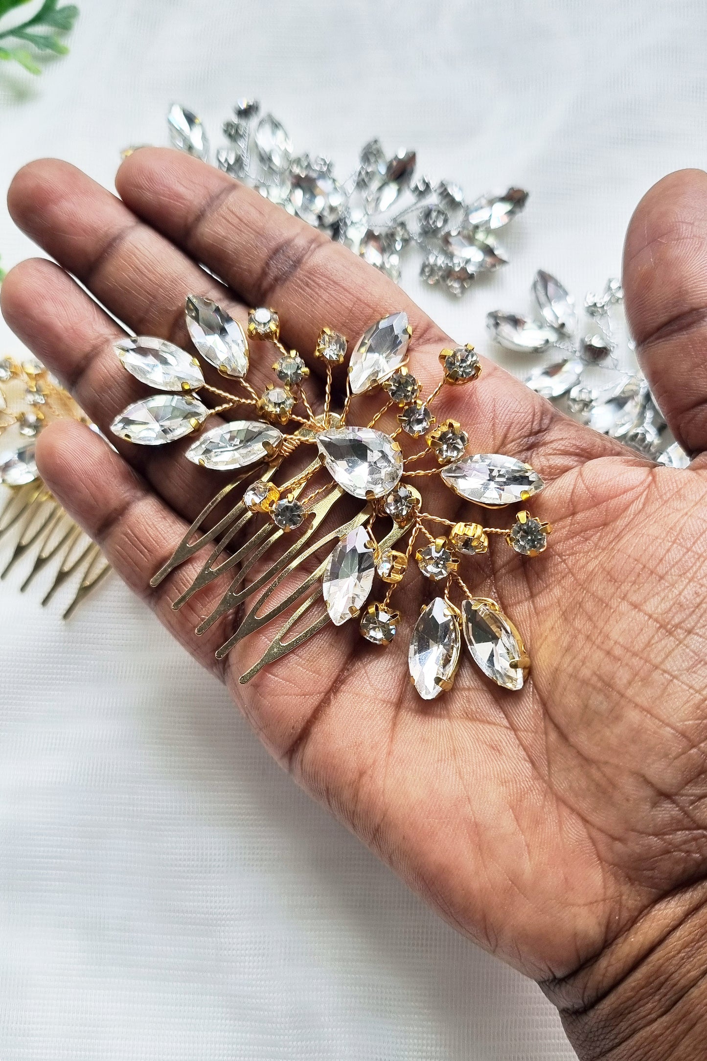 Crystal Leaf Bridal Comb Set of 2 Pieces