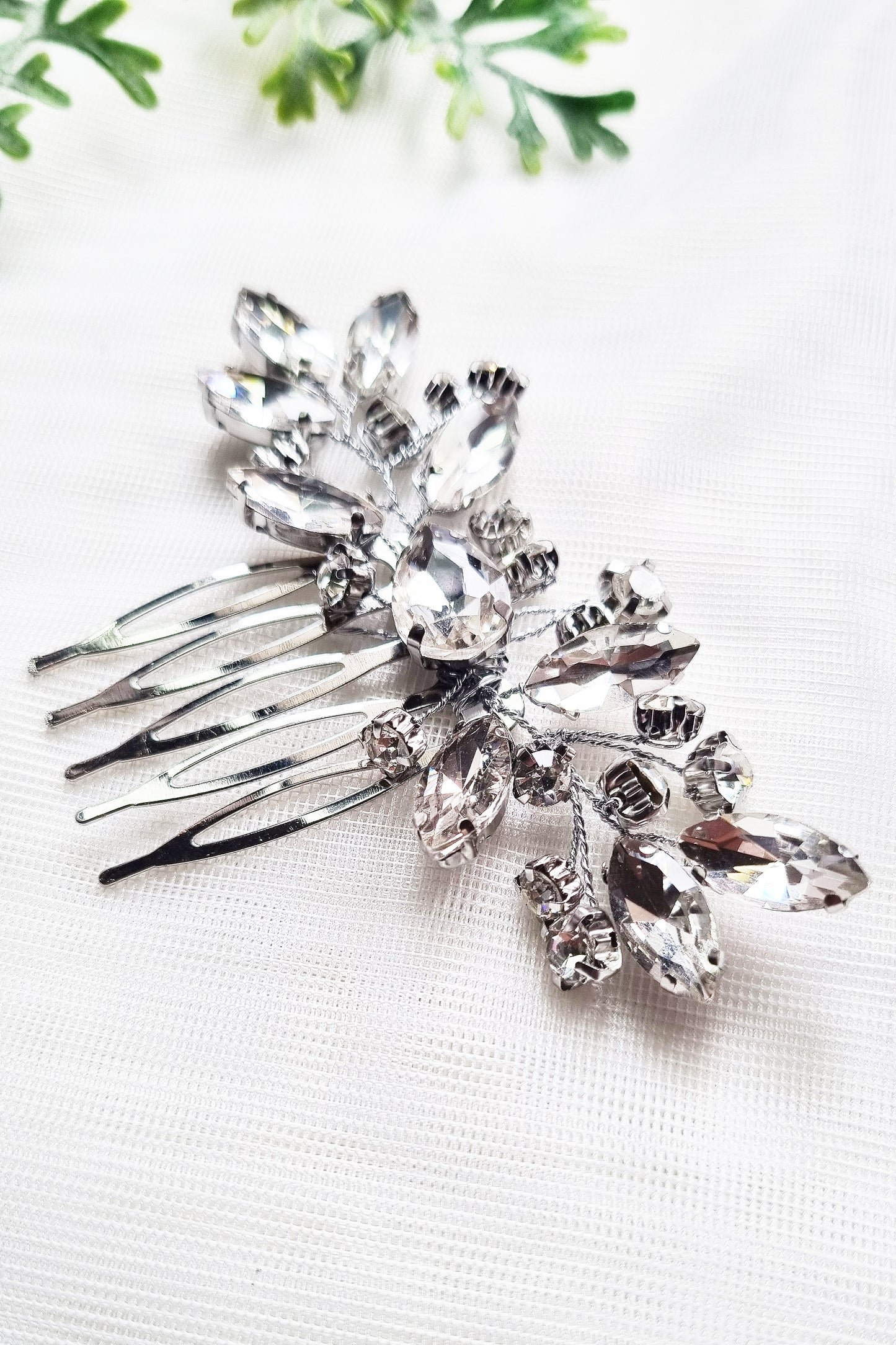 Crystal Leaf Bridal Comb Set of 2 Pieces