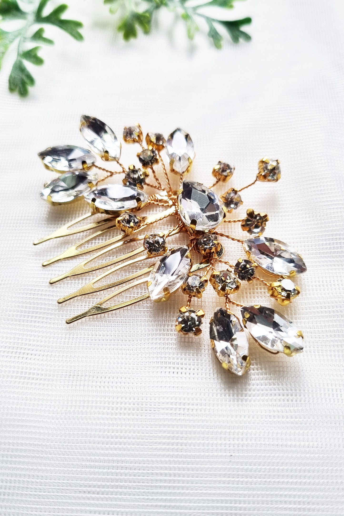 Crystal Leaf Bridal Comb Set of 2 Pieces