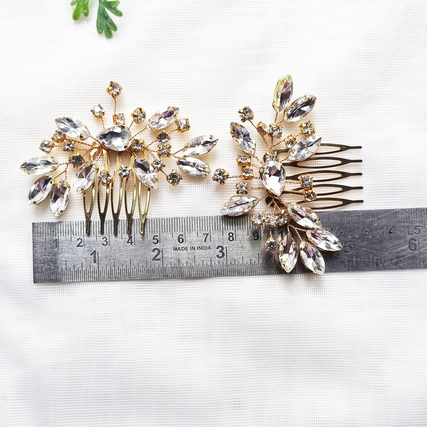 Crystal Leaf Bridal Comb Set of 2 Pieces