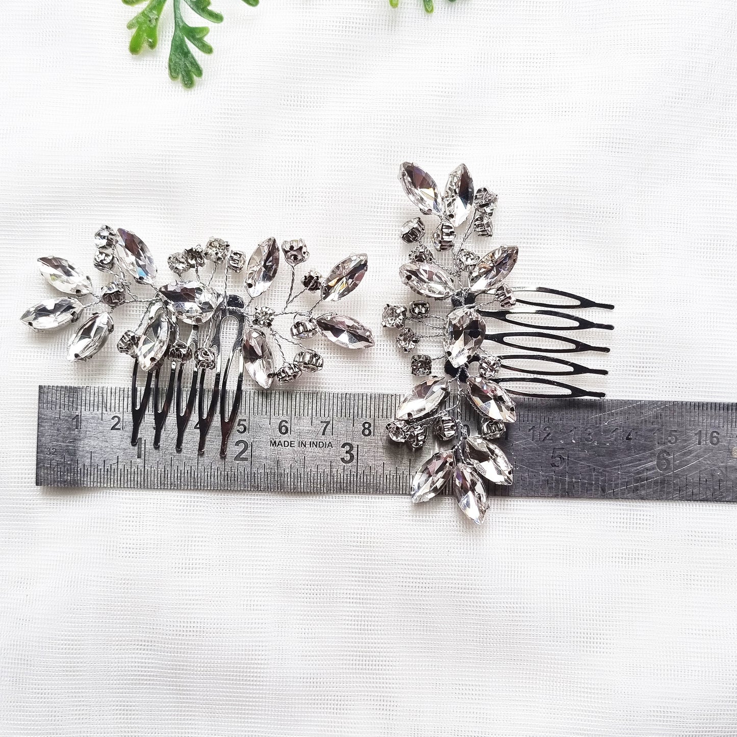 Crystal Leaf Bridal Comb Set of 2 Pieces
