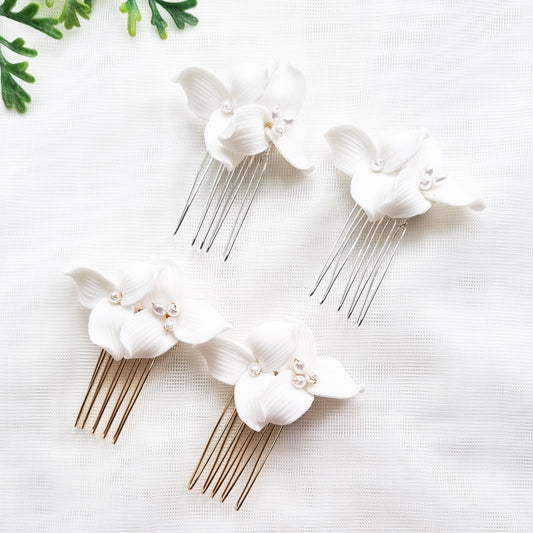 Small White Ceramic Wedding Combs