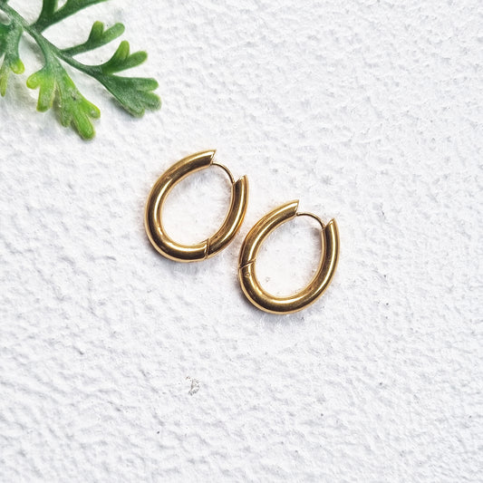 Thick Oval Hoop Earrings Gold | Chunky & Hypoallergenic
