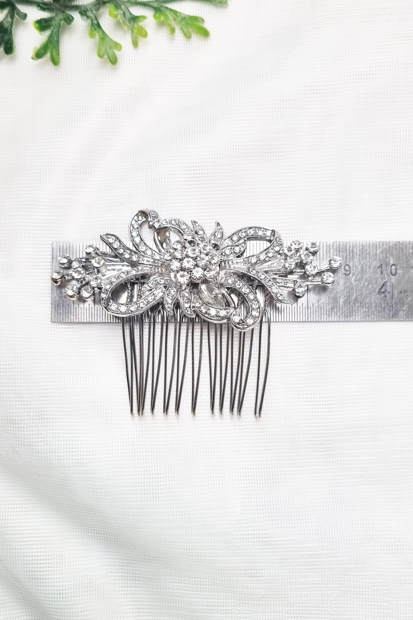 Vintage Sparkle Hair Comb Silver