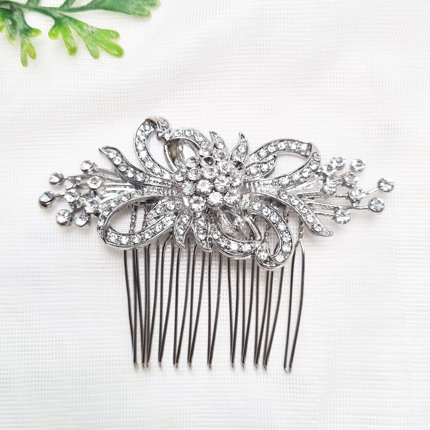 Vintage Sparkle Hair Comb Silver