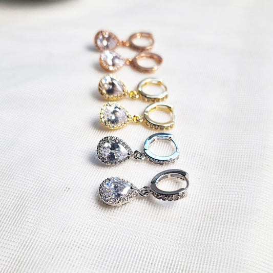 Petite CZ Dangle Hoop Earrings