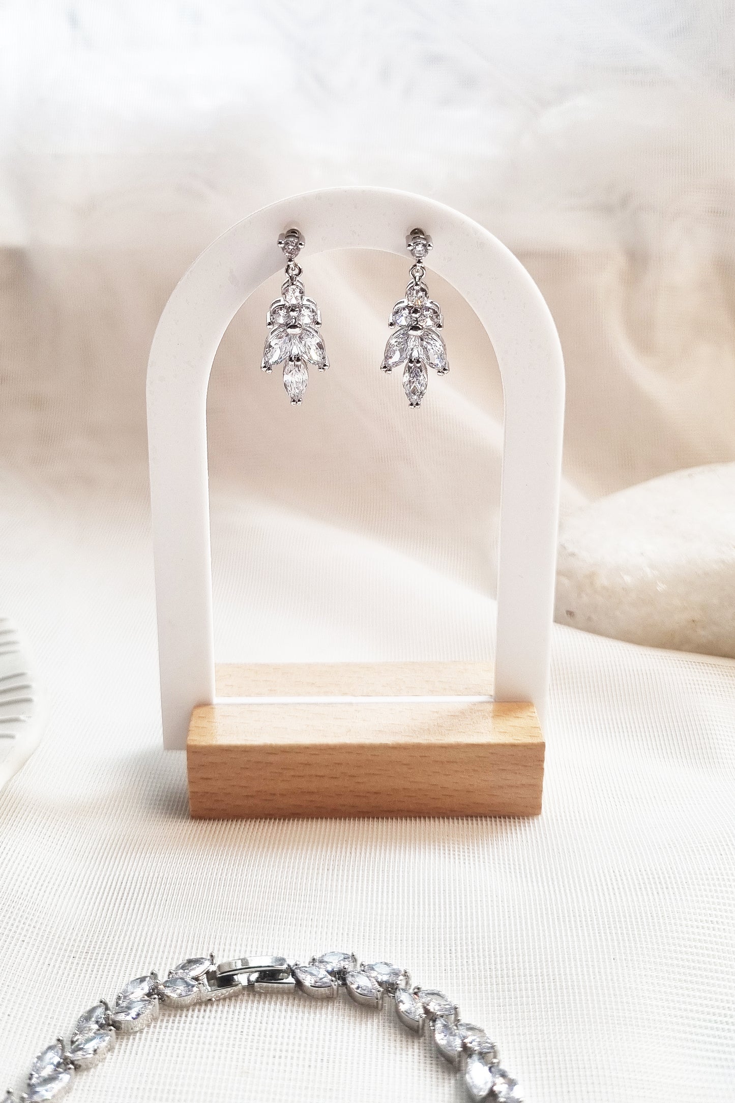 Marquise Crystal Silver Bridal Earrings