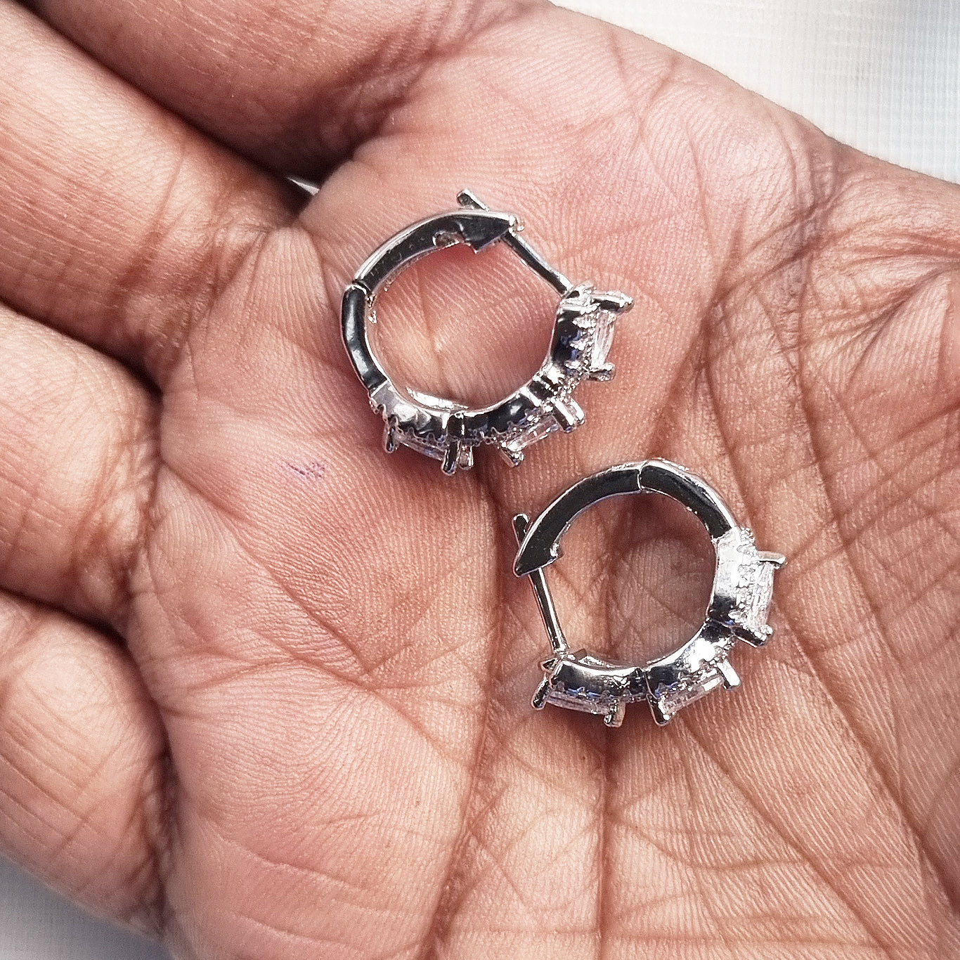 Dainty Silver Heart Hoop Earrings