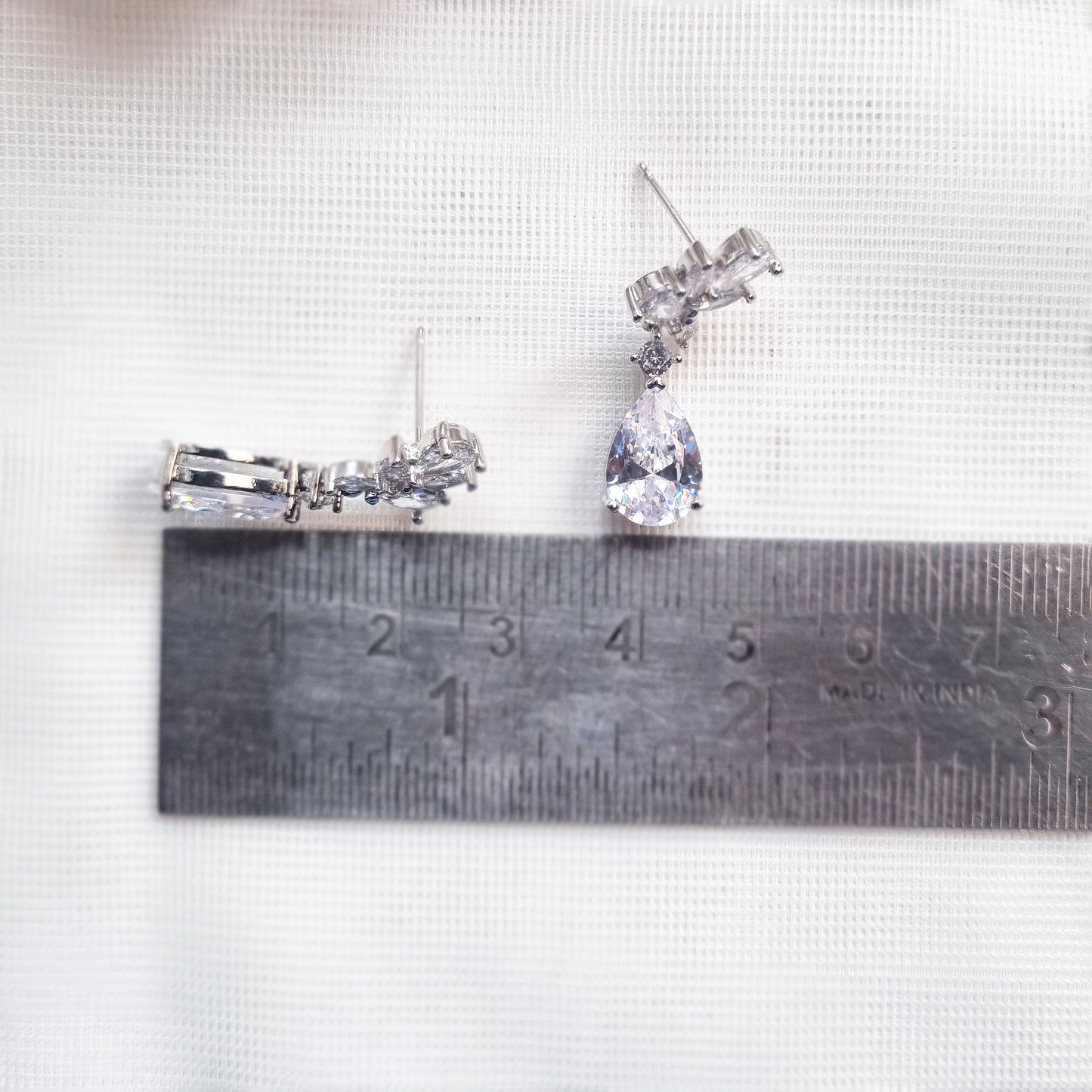 Dainty Silver Cubic Zirconia Teardrop Earrings