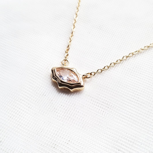 Dainty Gold Collar Necklace with cubic zirconia & bezel set