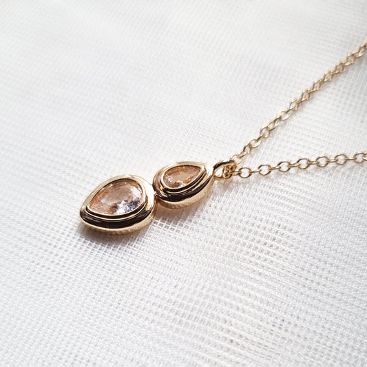 Dainty Waterdrop Necklace cubic zirconia & bezel set